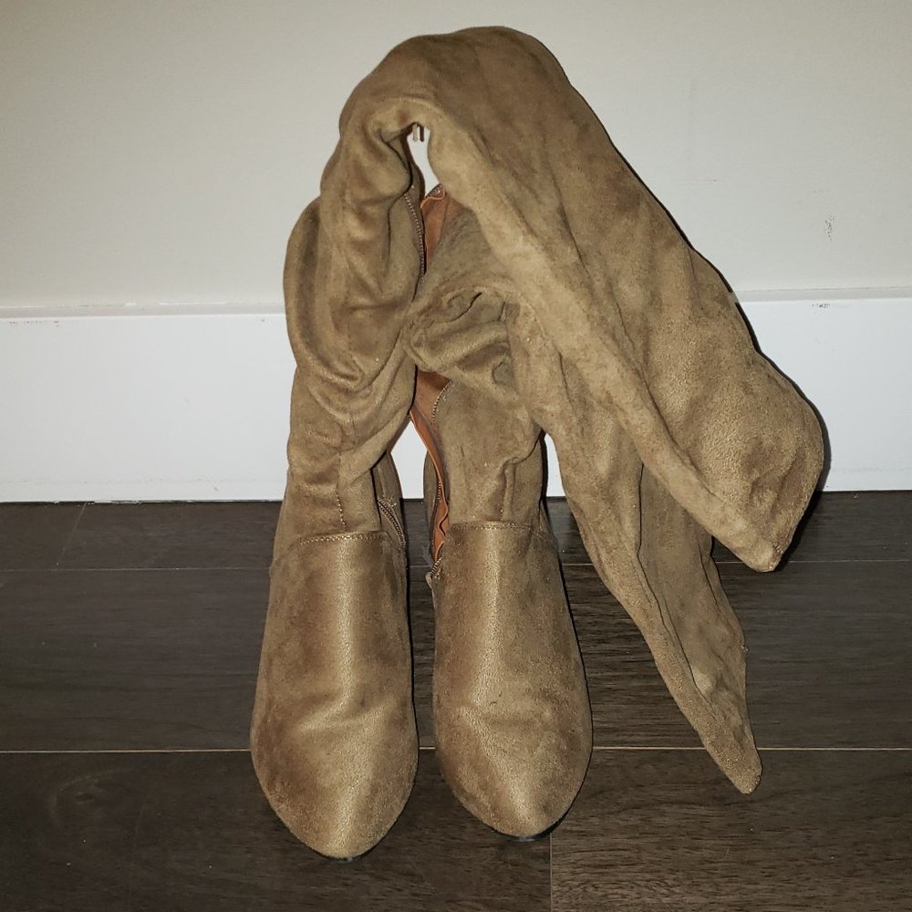 Beige Over the knee Boots